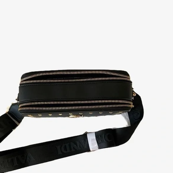 Valentino Orlandi Studded Crossbody Camera Bag, Black w/Gold-Toned Hardware. - Picture 3 of 9
